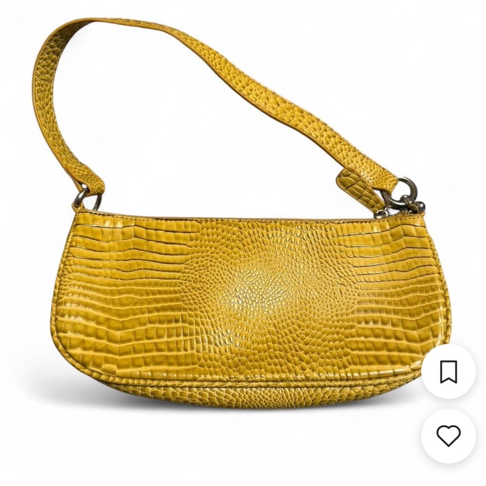 Urban Outfitters Vegan Leather Yellow Croc-Embossed Shoulder Bag